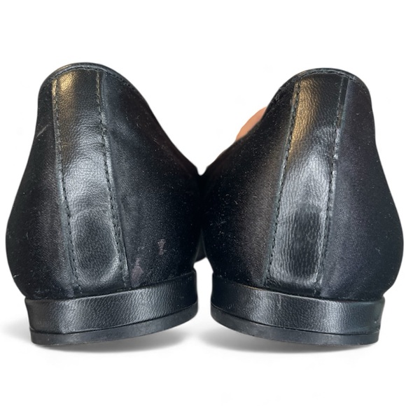 Jon Josef Gatsby Queen Bee Elegant Black Satin Loafers with Gold Stitch Academia - Picture 9 of 10